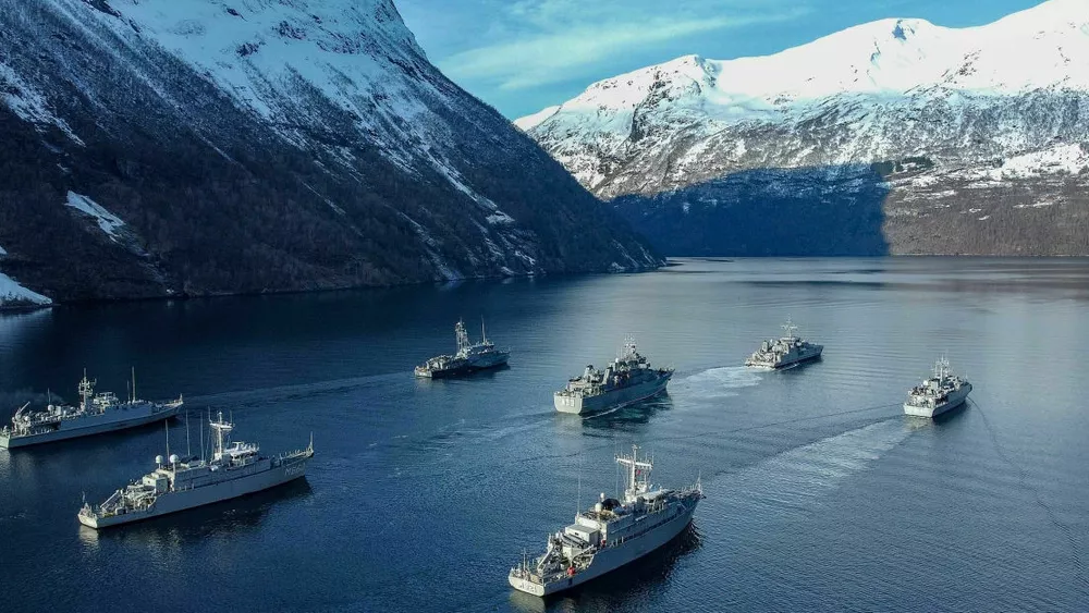 Ships of Standing NATO Mine Countermeasures Group 1 in Geirangerfjord Norway 9 March 2022 220309 O NO101 1001