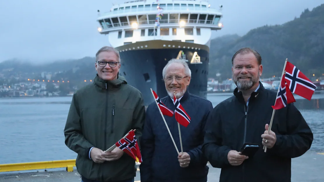 Havila Castor ankomst bergen Tor Johan Pedersen Arne Johan Dale Bent Martini Foto Havila Kystruten