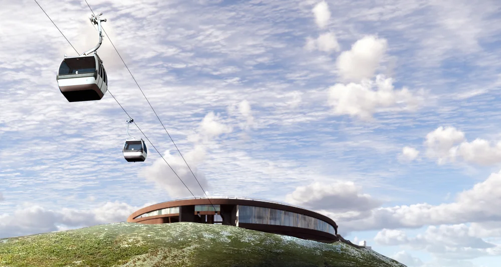 Sula Gondol Toppstasjon med gondoler Illustrasjon Flakk Gruppen Snøhetta 11