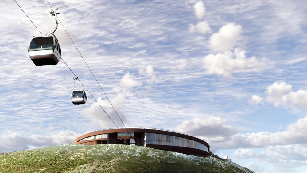 Sula Gondol Toppstasjon med gondoler Illustrasjon Flakk Gruppen Snøhetta 11