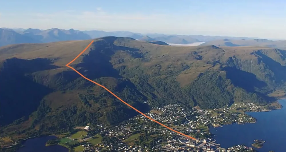 Sulagondolen trase skisse Flakk Gruppen 11