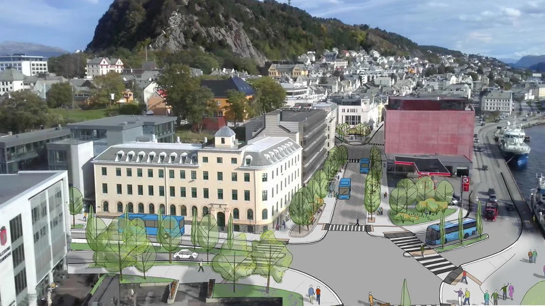 Posthuskrysset ny kollektivterminal illustrasjon Ålesund Bypakke 11