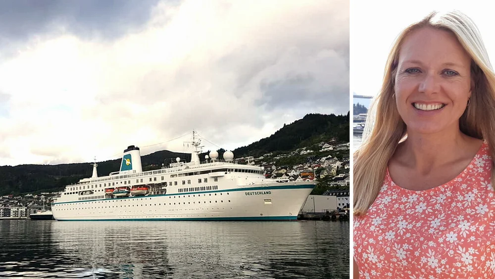 Cruiseskip måløy montasje Randi Humborstad foto Nordfjord Havn på Facebook kjetil 11