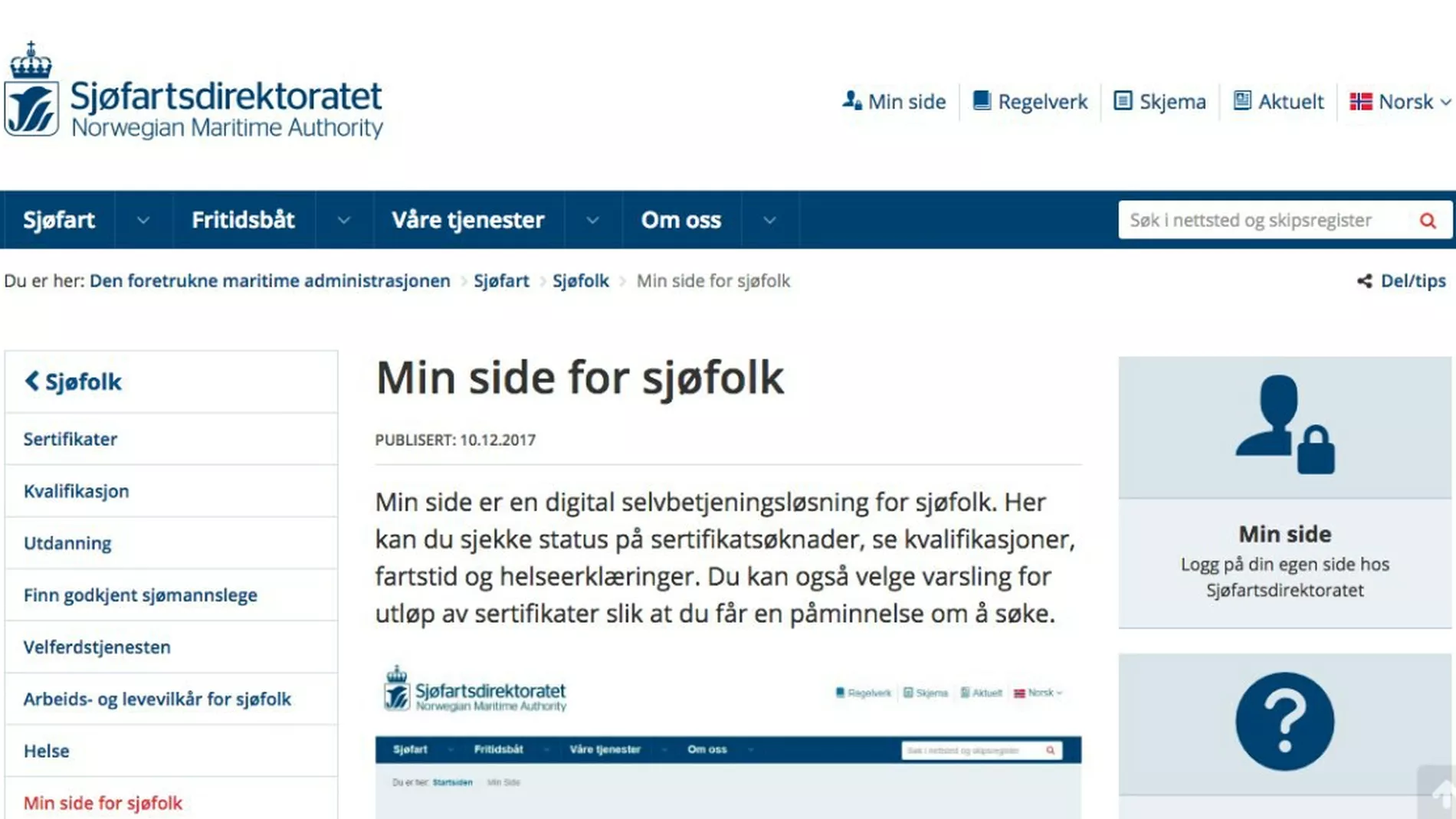 Sjoefolk har faatt sin egen digitale side