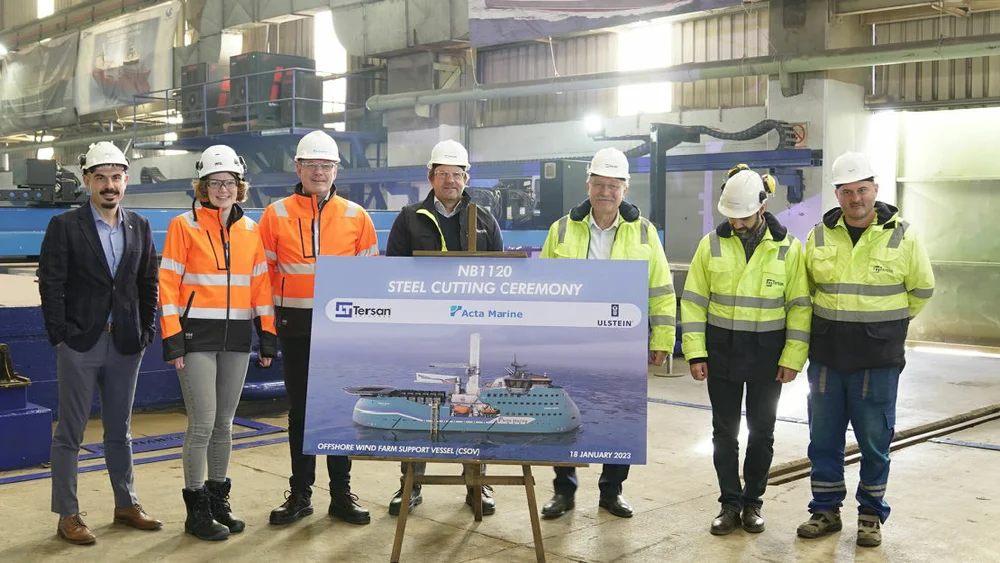 Steel cutting ceremony Acta Marine first CSOV of ULSTEIN SX216 design 1