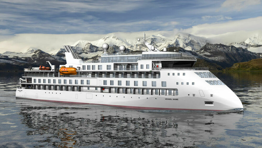An ULSTEIN CX103 expedition cruise ship design no 7 for Sun Stone Ships SB fore low 1