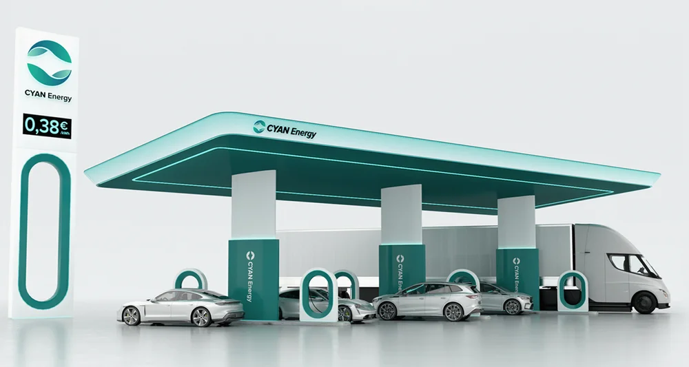 Cyan Energy stasjon illustrasjon Cyan Energy