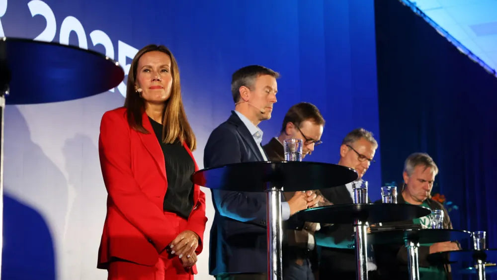 Debatt Aqua Nor 2025 fv Marianne Sivertsenn Naess Erling Sande Sp Sivert Bjornstad Fro Olver Grotle H og Alfred Bjorlo V foto Ogne