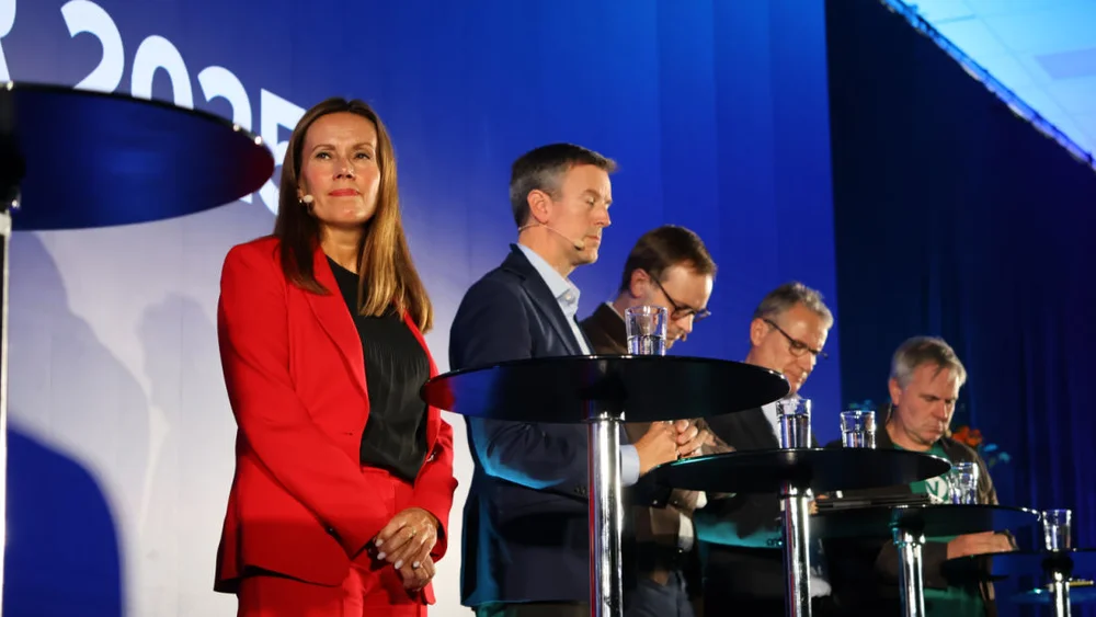 Debatt Aqua Nor 2025 fv Marianne Sivertsenn Naess Erling Sande Sp Sivert Bjornstad Fro Olver Grotle H og Alfred Bjorlo V foto Ogne
