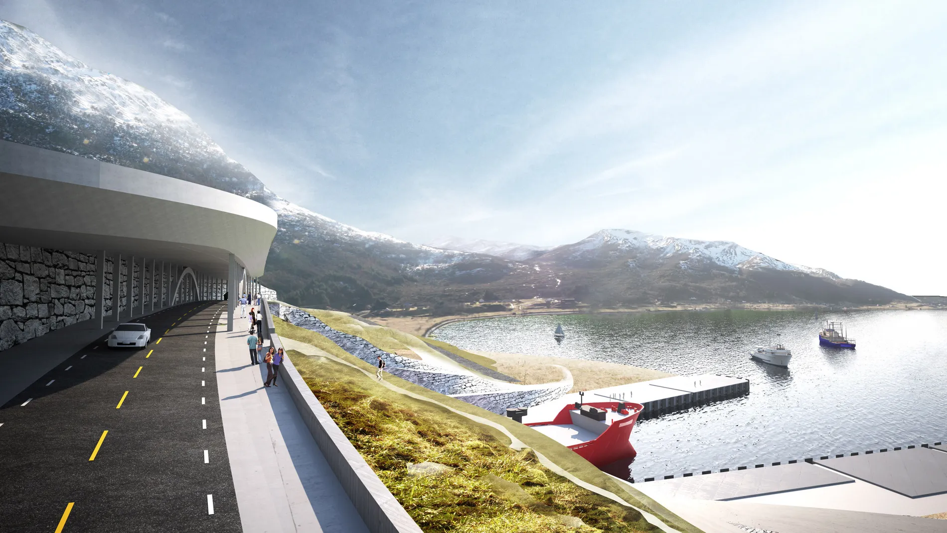 Stad skipstunnel utsiktspunkt illustrasjon kystverket snohetta 11