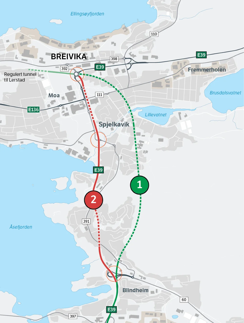 Kart E39 blindheim breivika HOGDEBILDE illustrasjon statens vegvesen