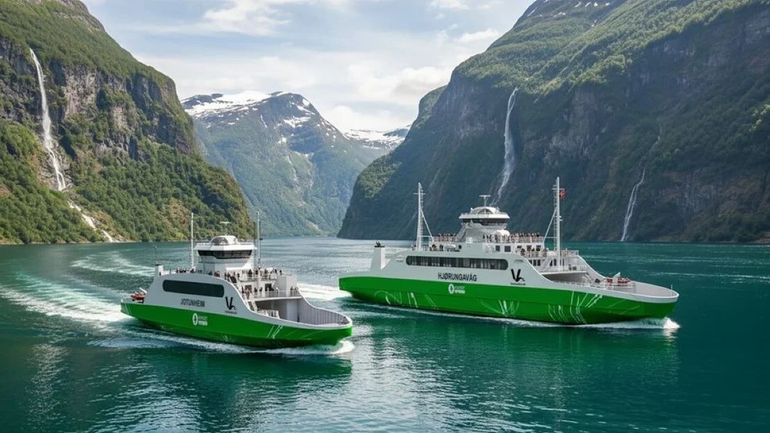 Vestlandske ombygging MF Jorunheimog MF Hjorungavag illustrasjon Vestlandske