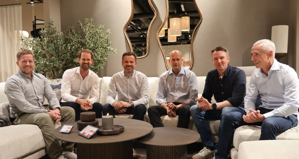 Mobelringen i Alesund ny start 2025 fv dgl Stian Doving Andreas Pinnerod Even Voldoen bjorn Tidemand Johannessen Terje Mork Jan Krogsrud foto Ogne 1