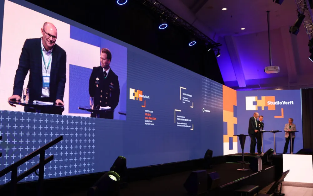 Robin Tomren Forsvarsmatriell tv og Torbjorn Grimeland Sjoforsvaret Verftskonferansen 2025 foto Ogne