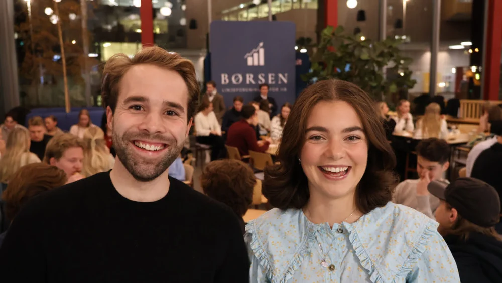 Fv Trym Bjornsen kongsberg og Mia Pugsley Vard okt 2025 rekrutteringsarr i regi av studentforeninga Borsen foto Ogne