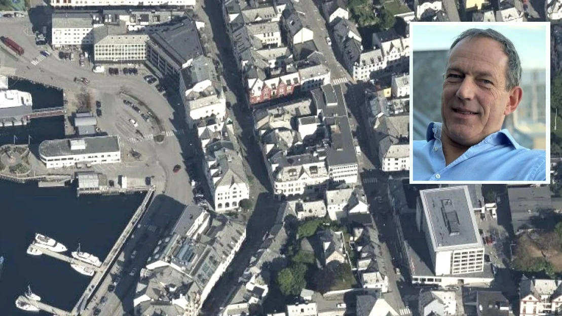 Flyfoto Alesund sentrum innfelt gunnar haagensen foto Geovekst Marius