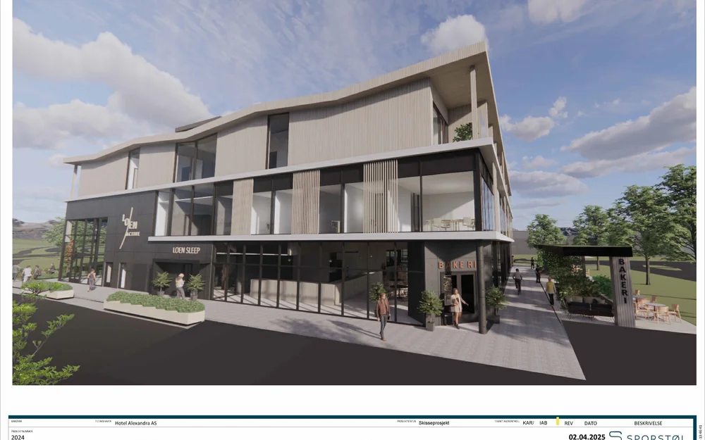 Fasadar Loen Base Skisseprosjekt Side 4 fra nordvest ill Sportsol arkiteter