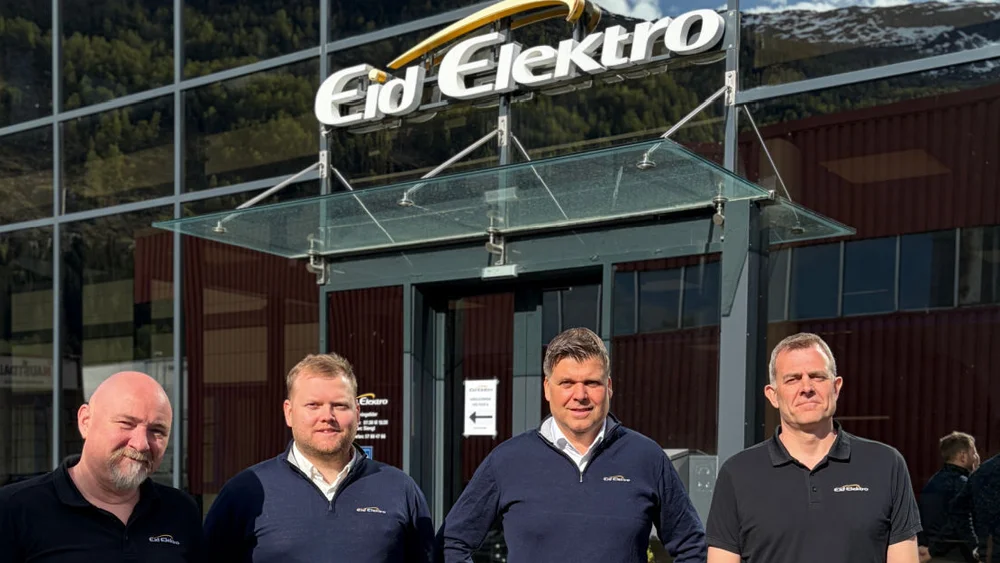 Leiargruppe Eid Elektro f v Lars Leite adm leiar Terje Solvang teknisk leiar Tore Hjelle Dagleg leiar CEO Asle Ronny Henden Installasjonsleiar foro Eid Elektro