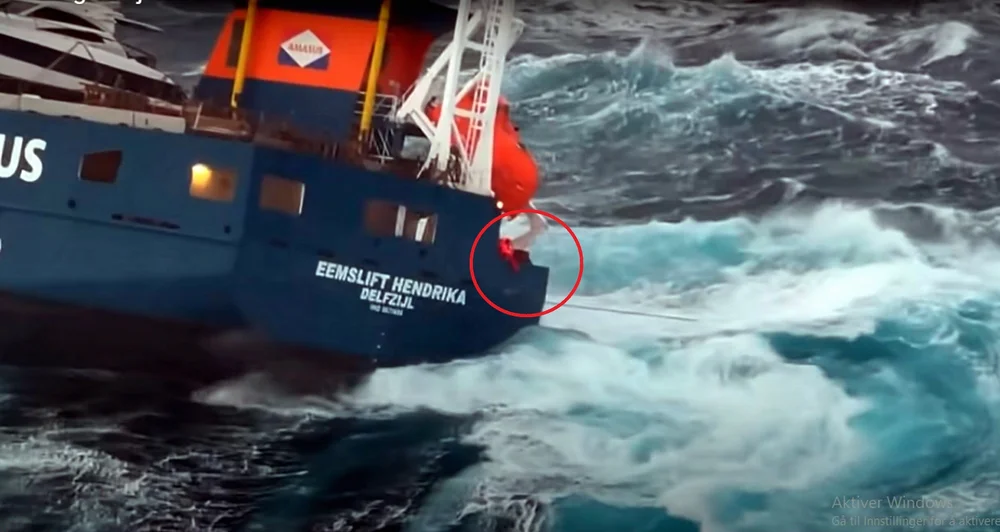 Lasteskip eemslift hendrika skjermdump foto redningshelikopteret florø hrs sør norge 11