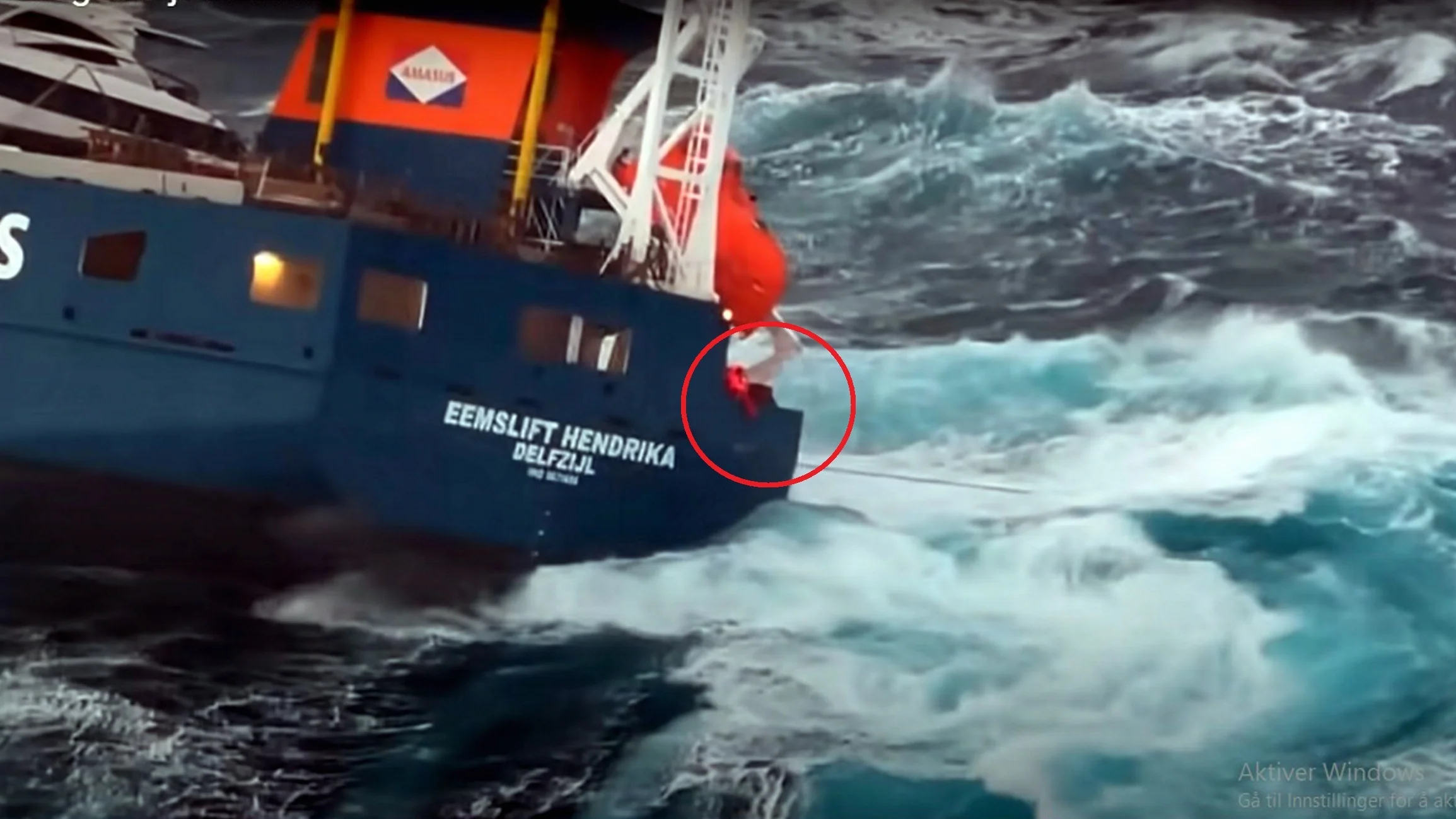 Lasteskip eemslift hendrika skjermdump foto redningshelikopteret florø hrs sør norge 11