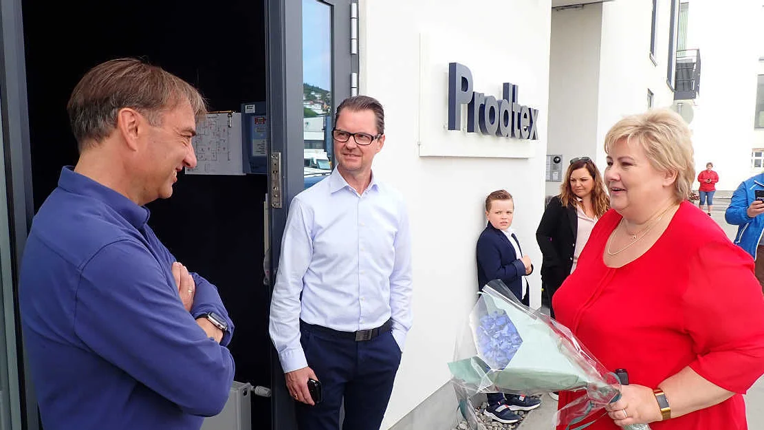 Tore Roppen Sigbjørn Noredstrand Erna Solberg Prodtex foto Ogne