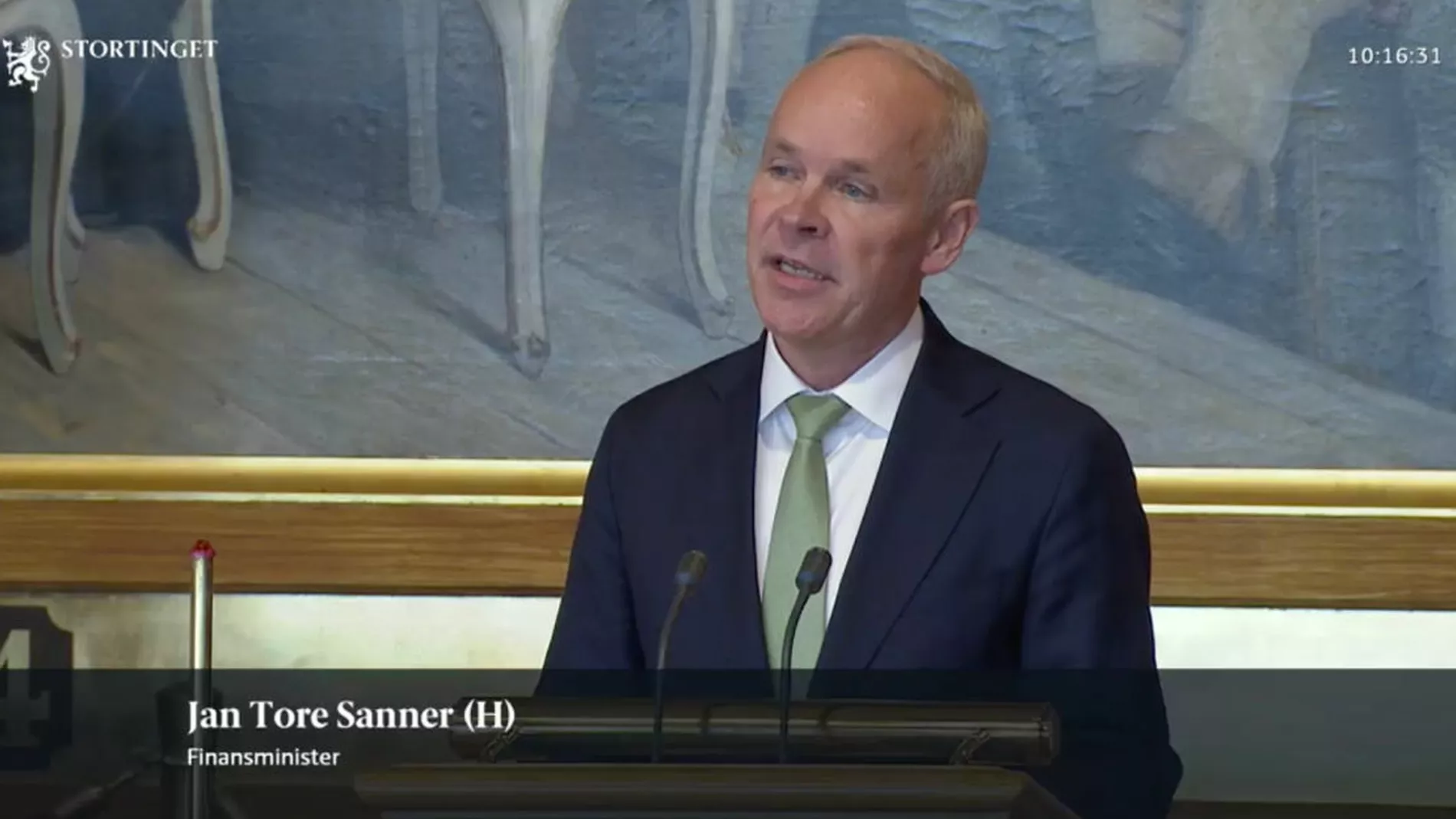 Jan Tore Sanner skjermdump Stortinget finanstalen 2021