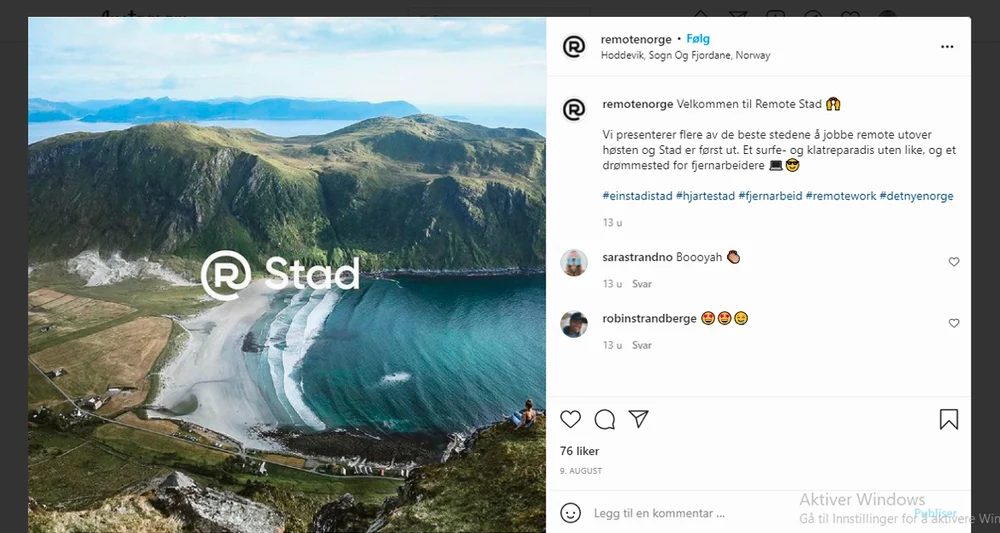Skjermdump remote stad instagram 111
