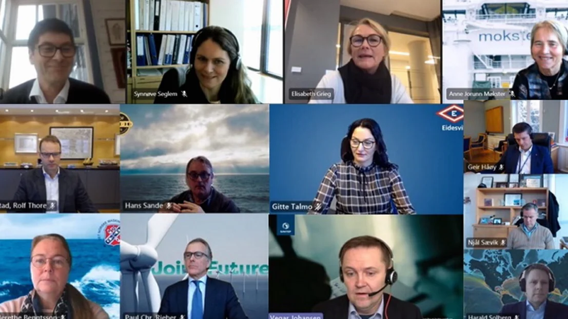 Skjermfoto digitalt møte skjæran maritim bransje 11